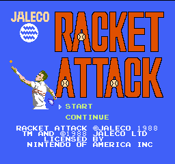 Racket Attack title screen for NES
